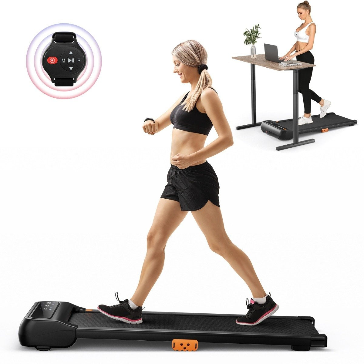 2 in 1 Under Desk Treadmill with Clock-Like Remote Control & LED Display