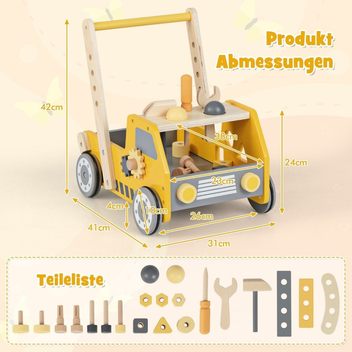 2-in-1 Wooden Baby Walker with Multi-Activity Center Baby Walker Baby Walker