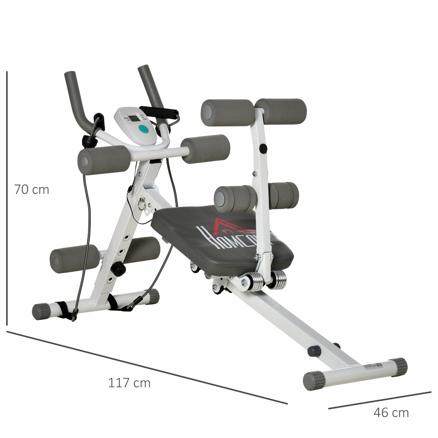 Adjustable ab bench, LCD screen, steel, 100 kg capacity