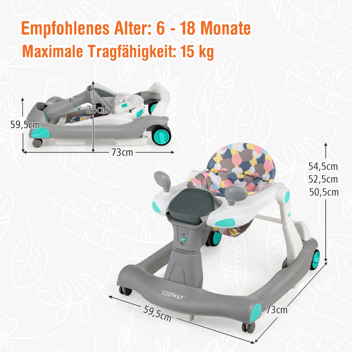 2 in 1 baby walker folding baby walker gray