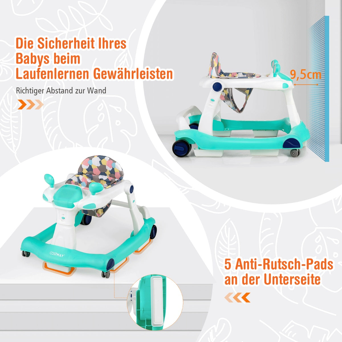2 in 1 baby walker folding baby walker green
