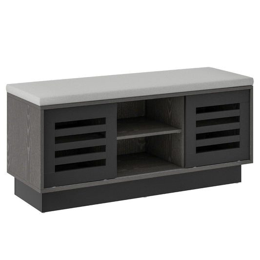 2 in 1 bench & shoe rack with 6 compartments & 3 adjustable shelves 99.5 x 34.5 x 46 cm gray