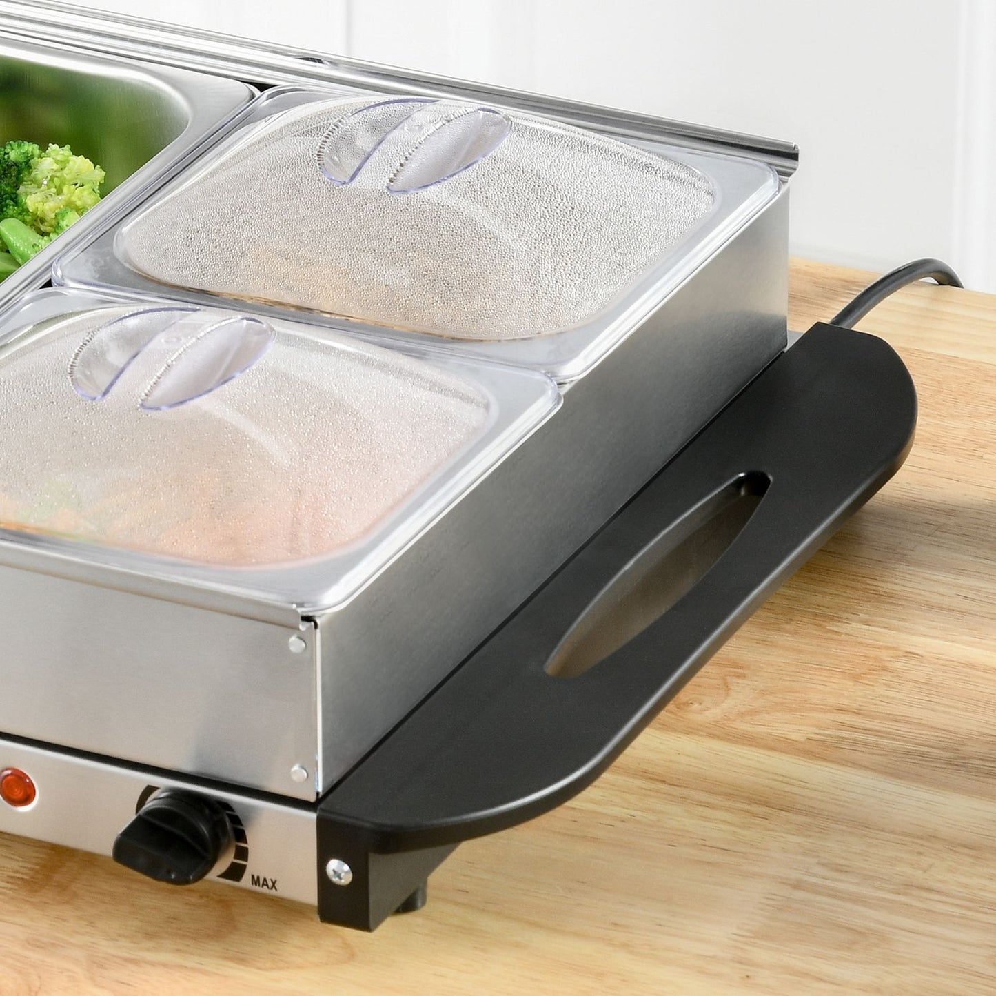 2-in-1 buffet warmer 6.8L hot plate 300 Watt stainless steel food warmer silver
