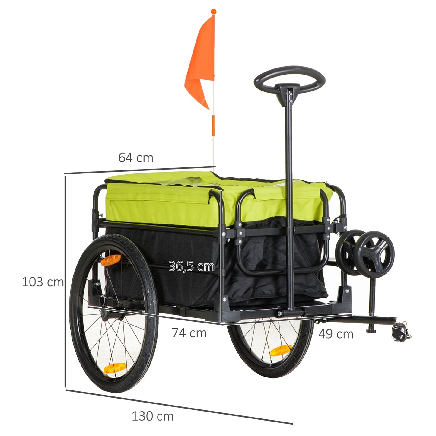 Truck with brake, cover and 40 kg load capacity