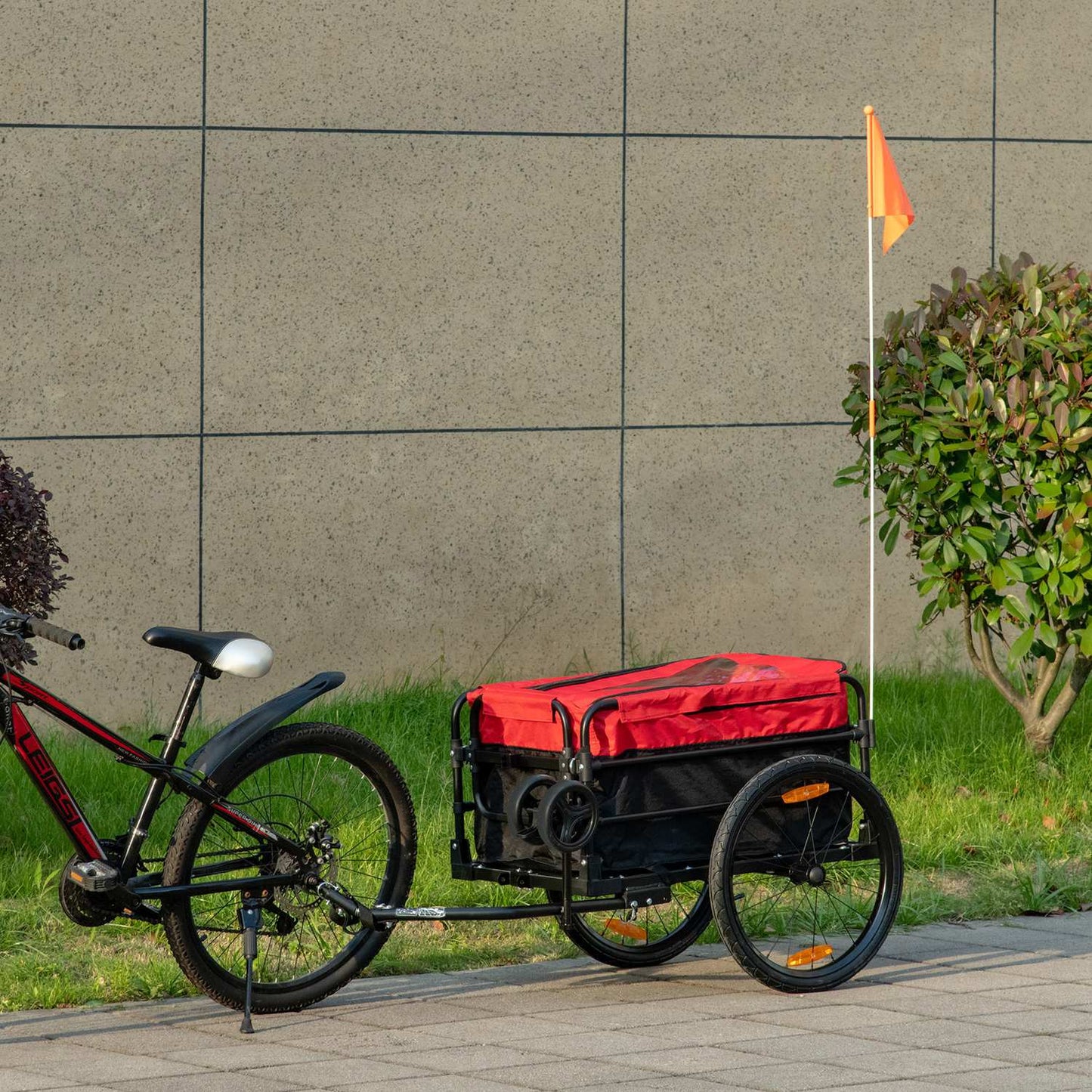 Truck with coupling, 40 kg load, red, reflectors