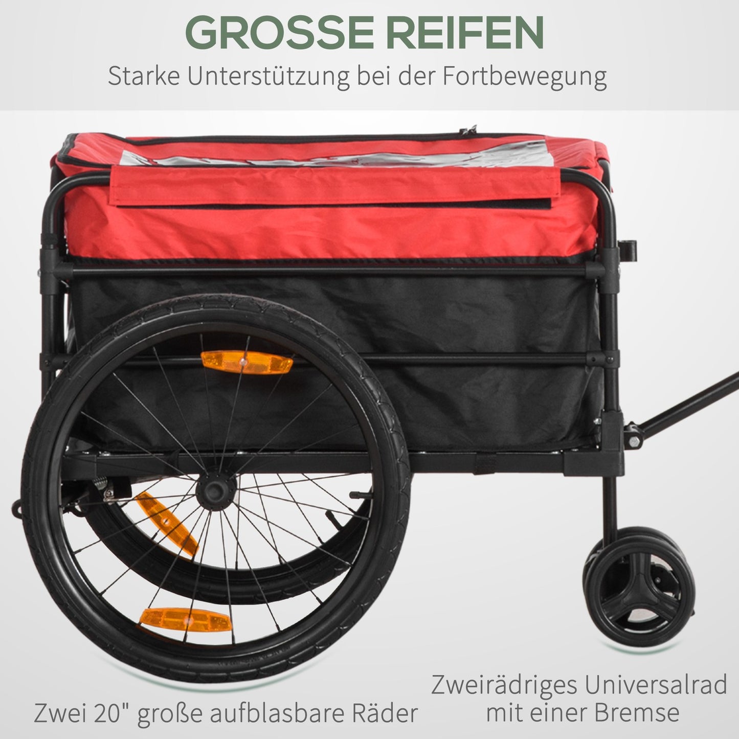 Truck with coupling, 40 kg load, red, reflectors