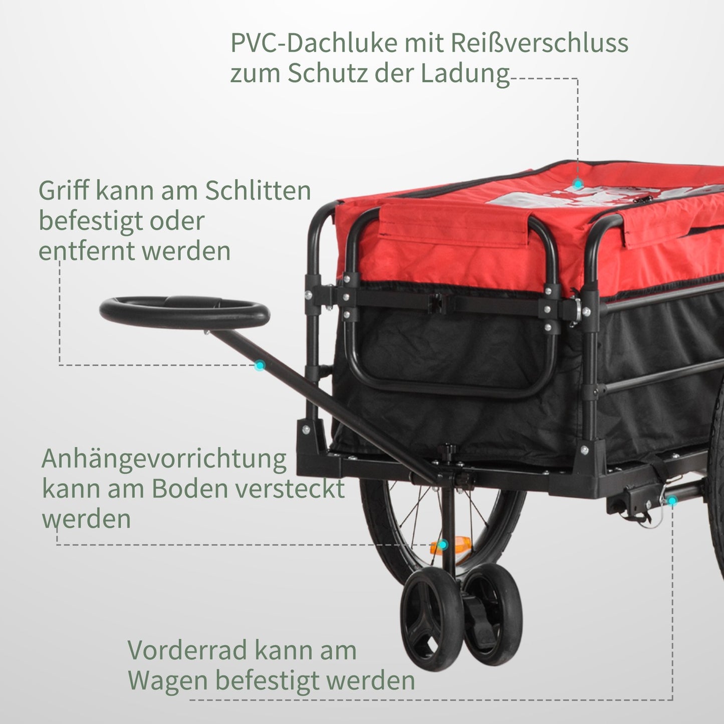 Truck with coupling, 40 kg load, red, reflectors
