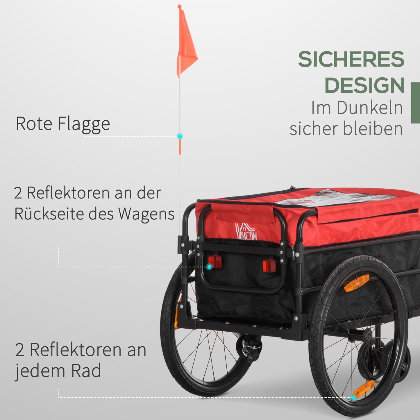 Truck with coupling, 40 kg load, red, reflectors