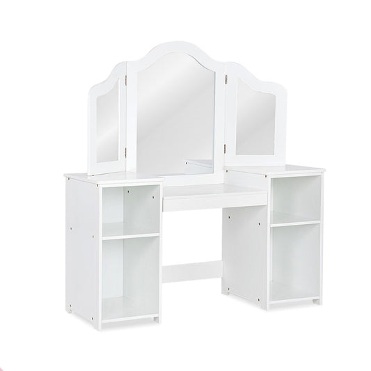 2 in 1 children's dressing table desk with mirror 107 × 40 × 117 cm white