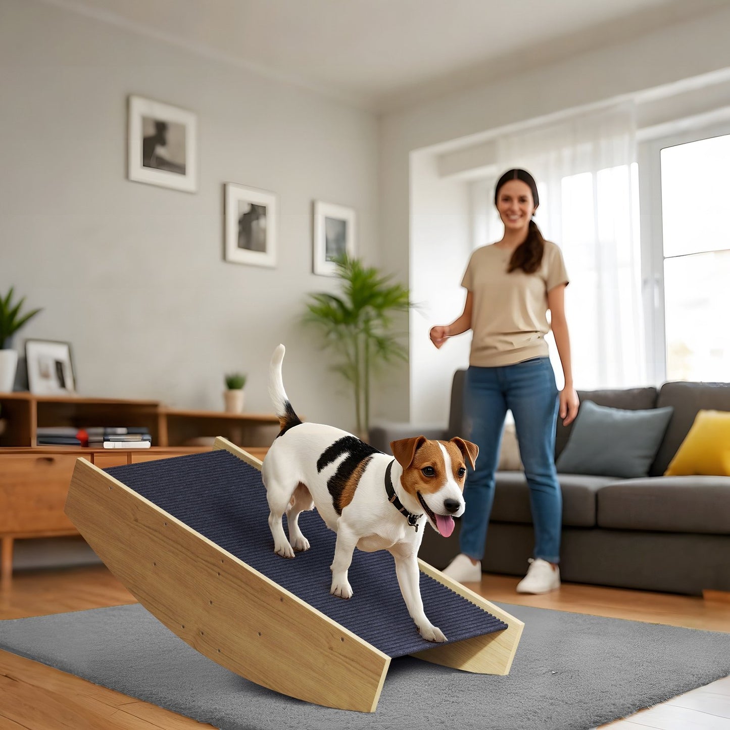 Dog Agility Rocker Ramp, wooden, for dogs under 15 kg
