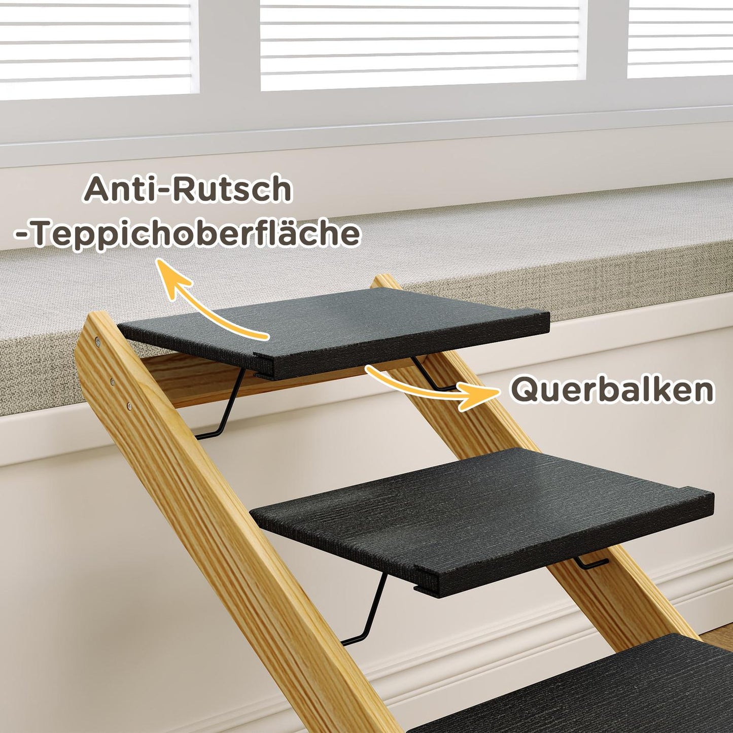 Height adjustable dog stairs - Foldable, non-slip 4 steps
