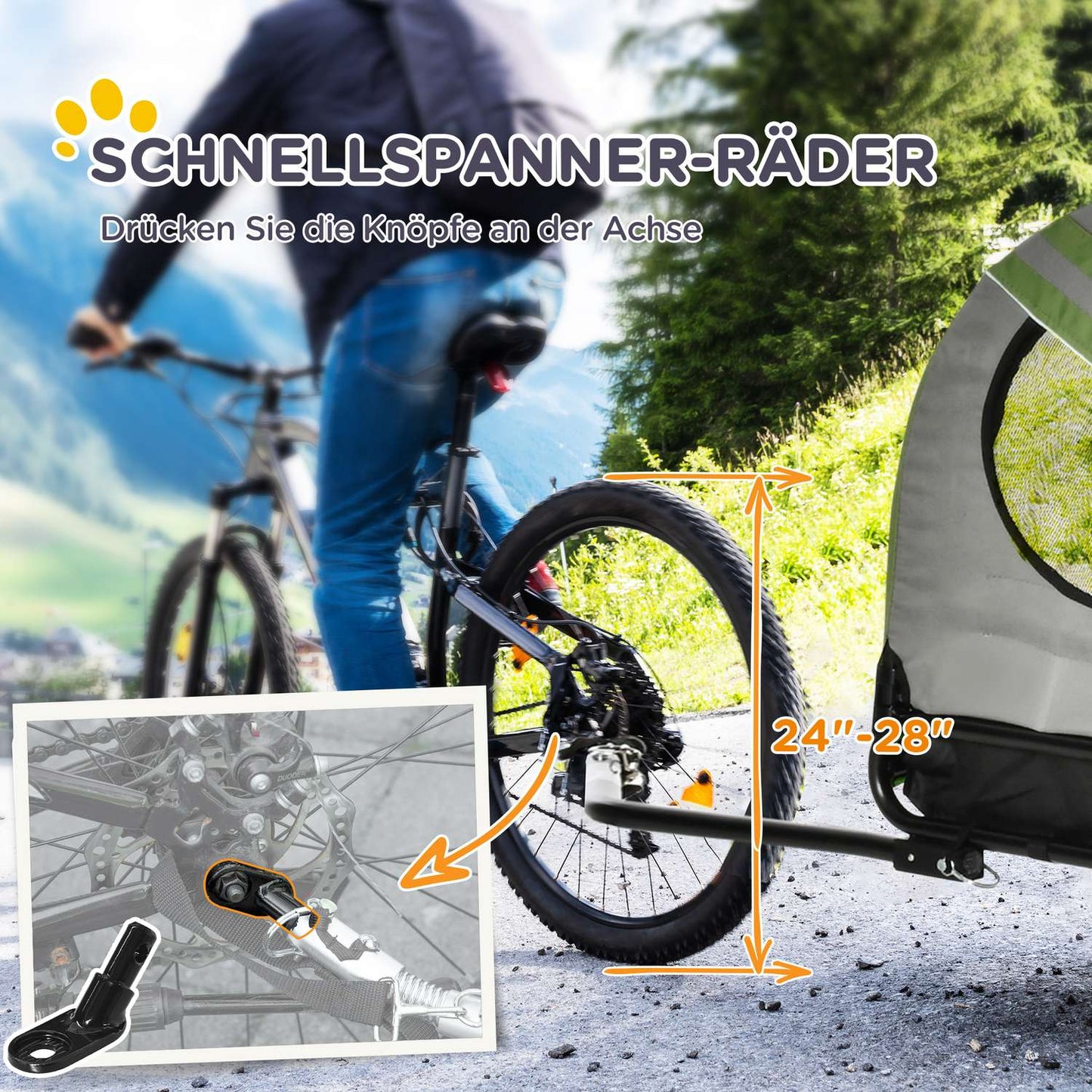Dog trailer & stroller with reflexes for medium-sized dogs