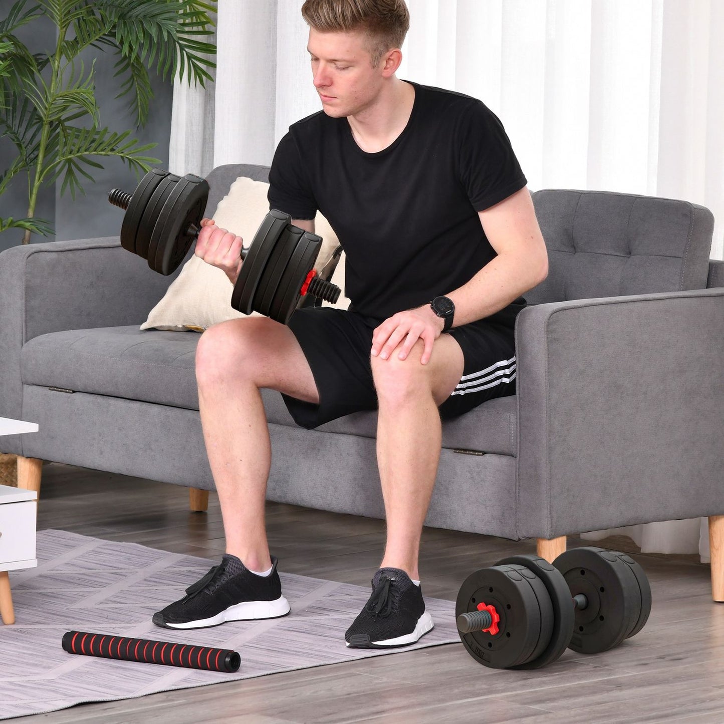 Adjustable Dumbbell & Barbell Set, 20 kg, Customizable Weights