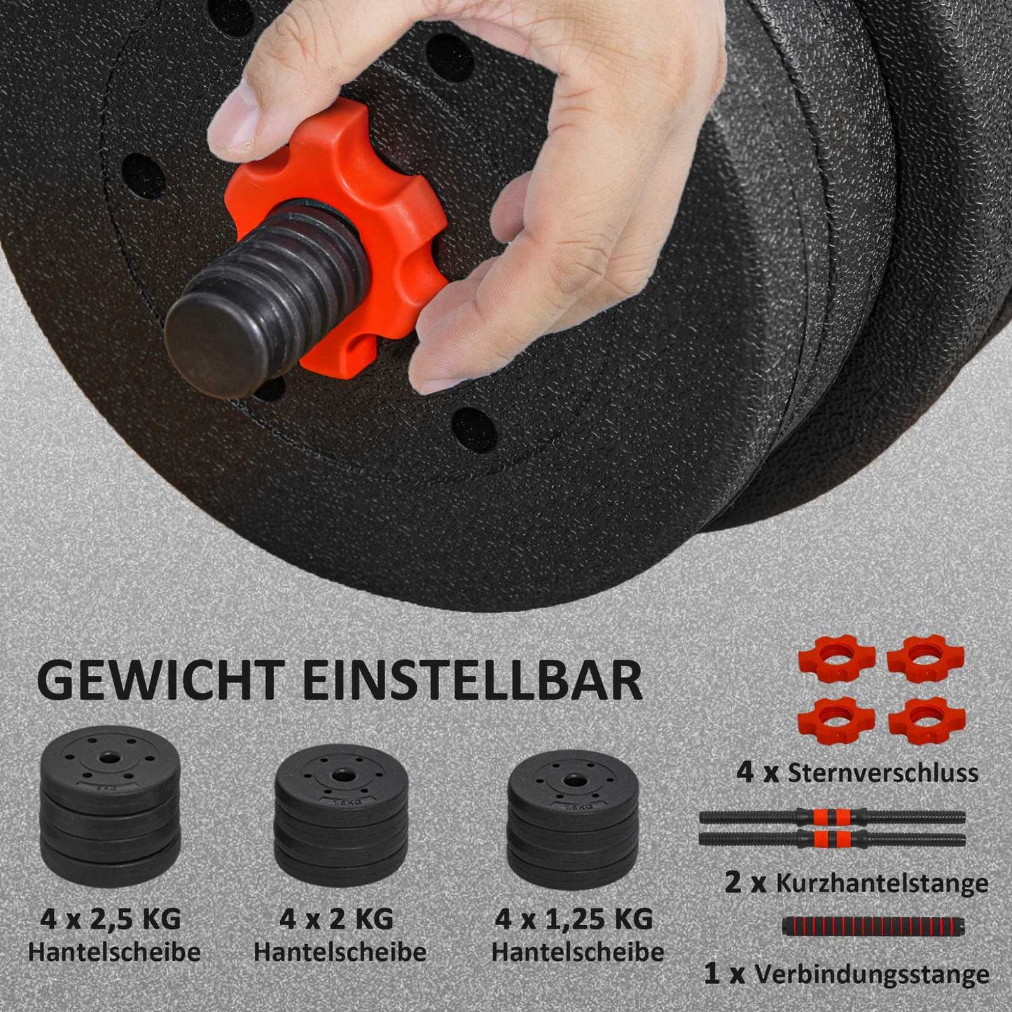 Adjustable Dumbbell & Barbell Set, 20 kg, Customizable Weights