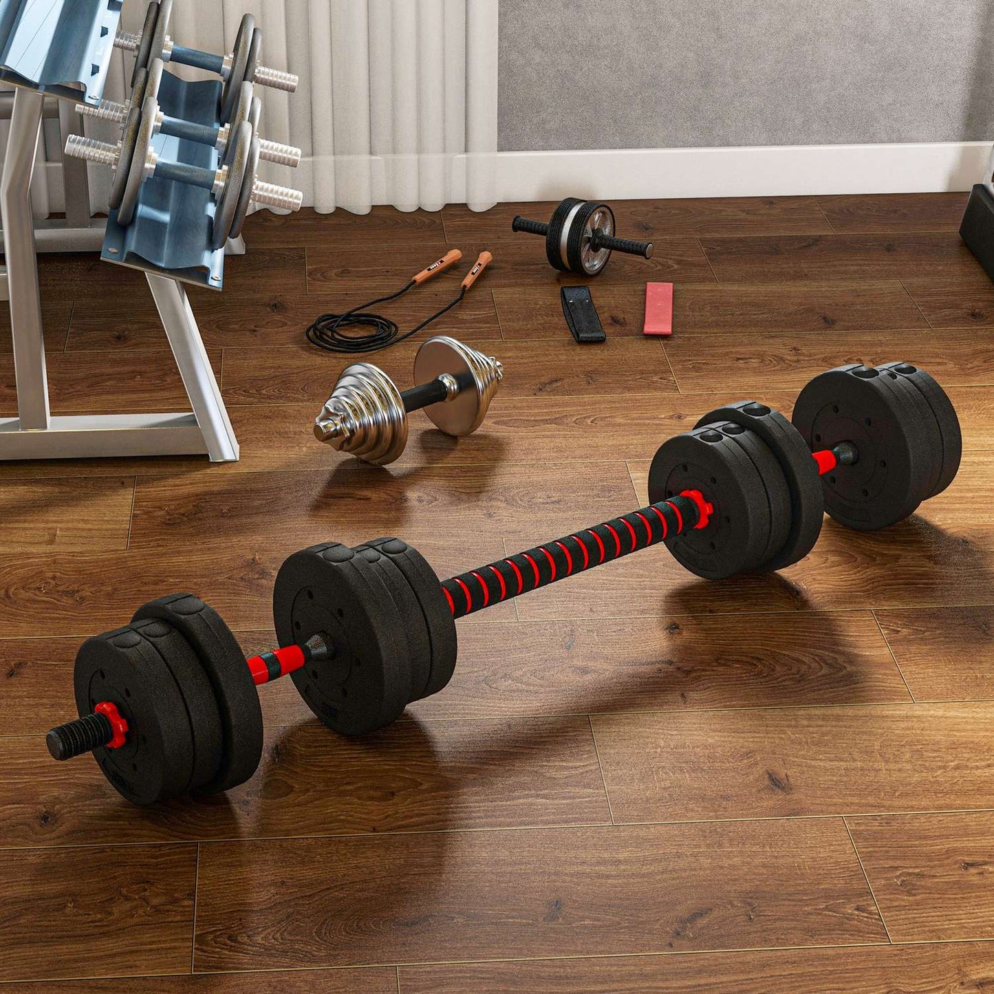 Adjustable Dumbbell & Barbell Set, 20 kg, Customizable Weights