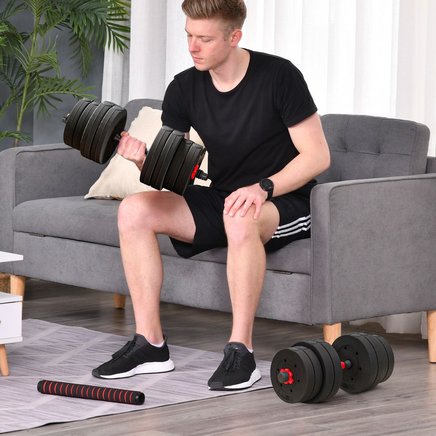 Adjustable Dumbbell & Barbell Set, 30 kg, Home Gym Use