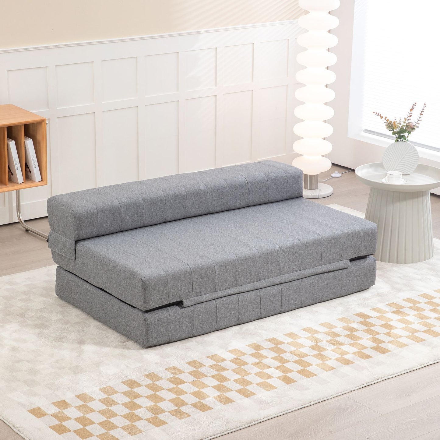 Folding 2-in-1 sofa bed, Linen Look for living room