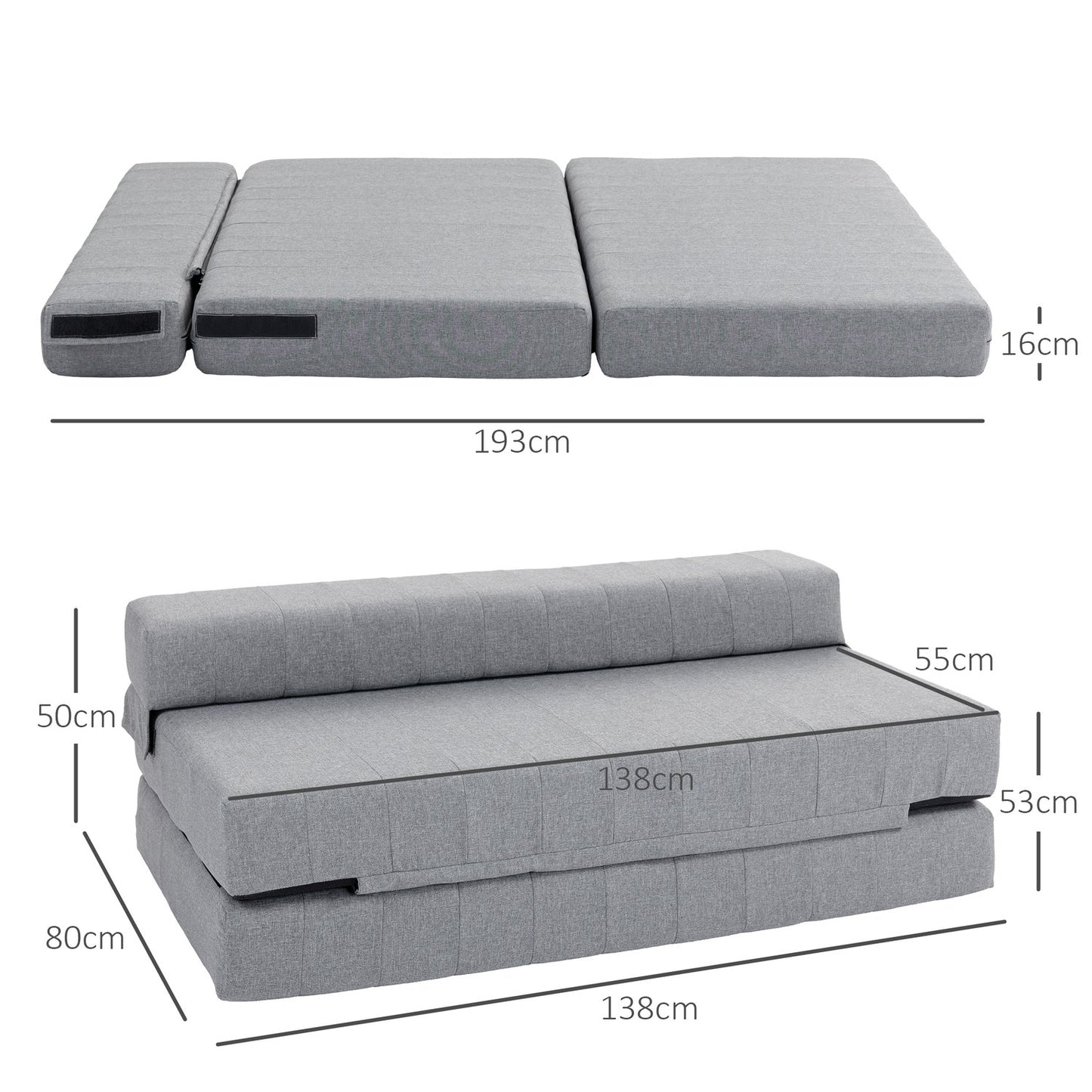 Folding 2-in-1 sofa bed, Linen Look for living room
