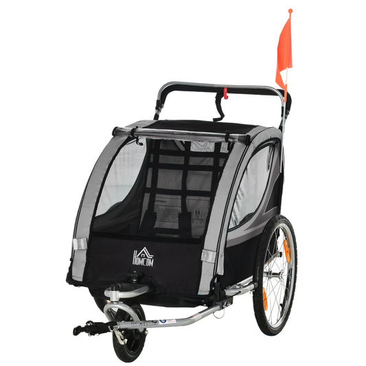 Folding bicycle stroller for 2, 18+ months, gray