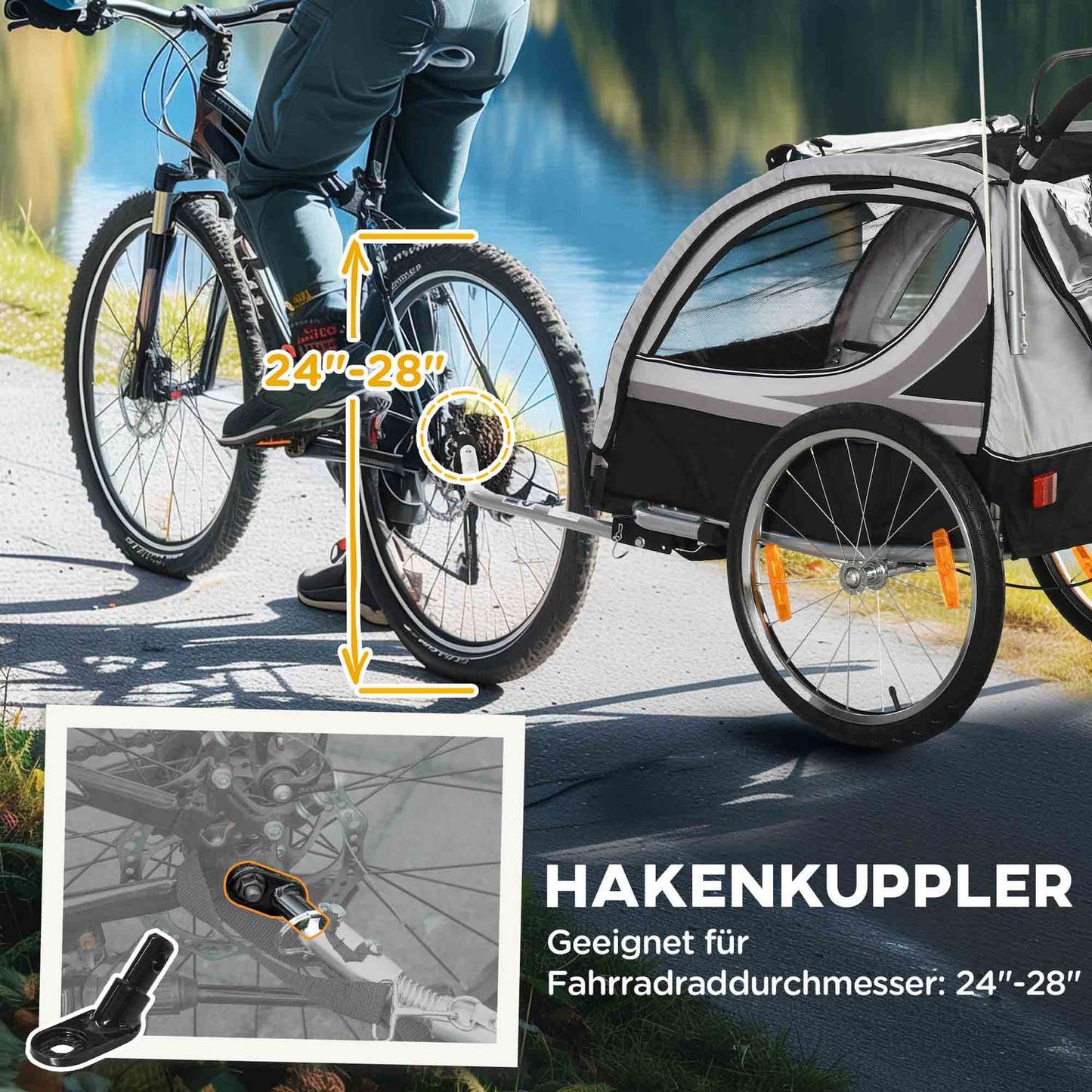 Folding bicycle stroller for 2, 18+ months, gray