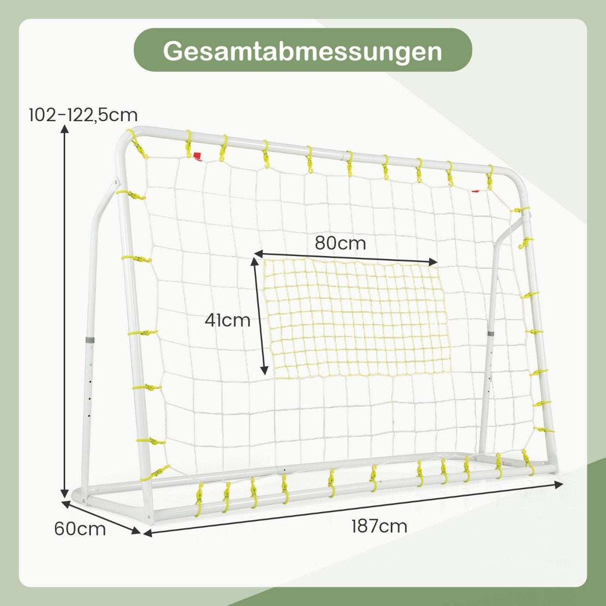 2 in 1 football goal & rebounder football goals 187 x 60 x 102-122.5 cm children's football goal set height adjustable white