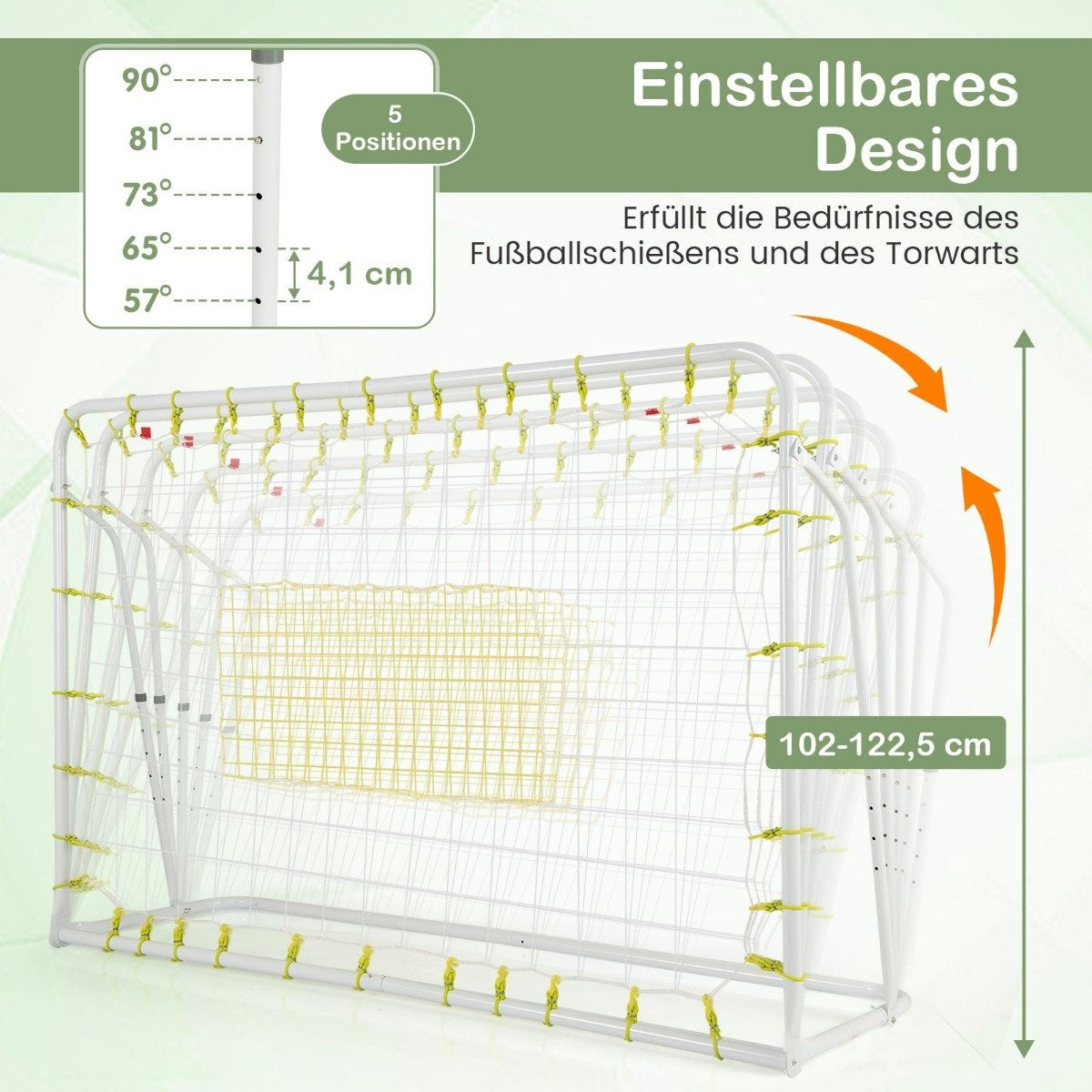 2 in 1 football goal & rebounder football goals 187 x 60 x 102-122.5 cm children's football goal set height adjustable white