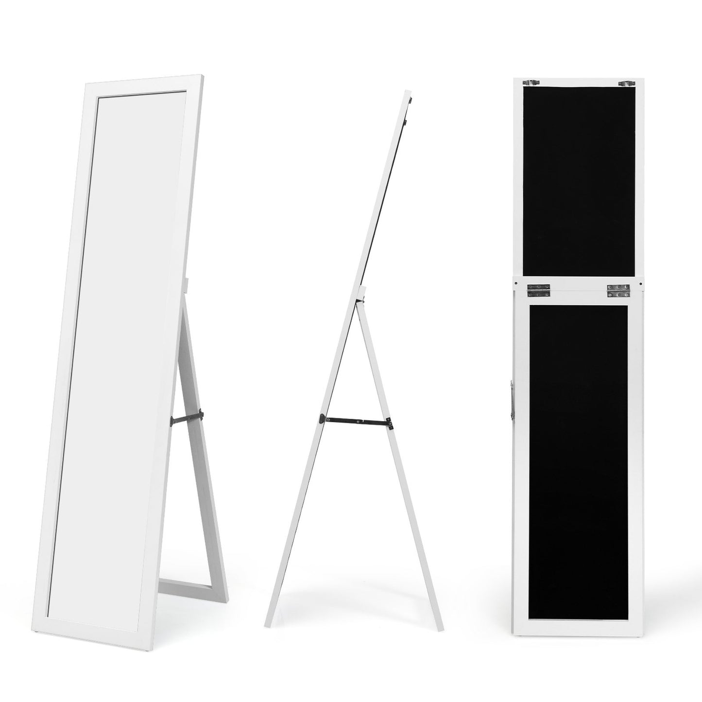 2 in 1 full body mirror full length mirror with wooden frame 37 x 155 cm white