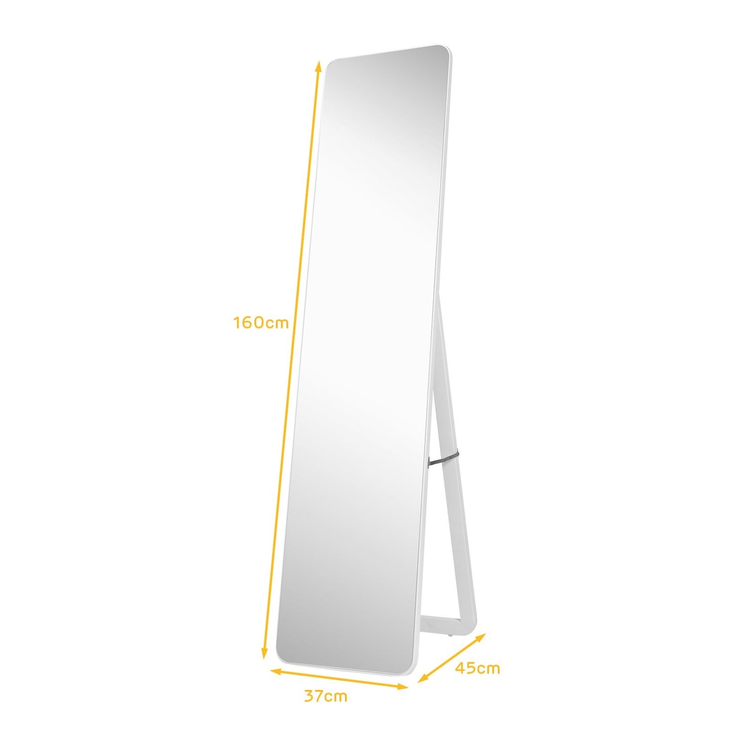 2 in 1 full-length mirror, standing mirror and wall mirror 160 x 37 cm white
