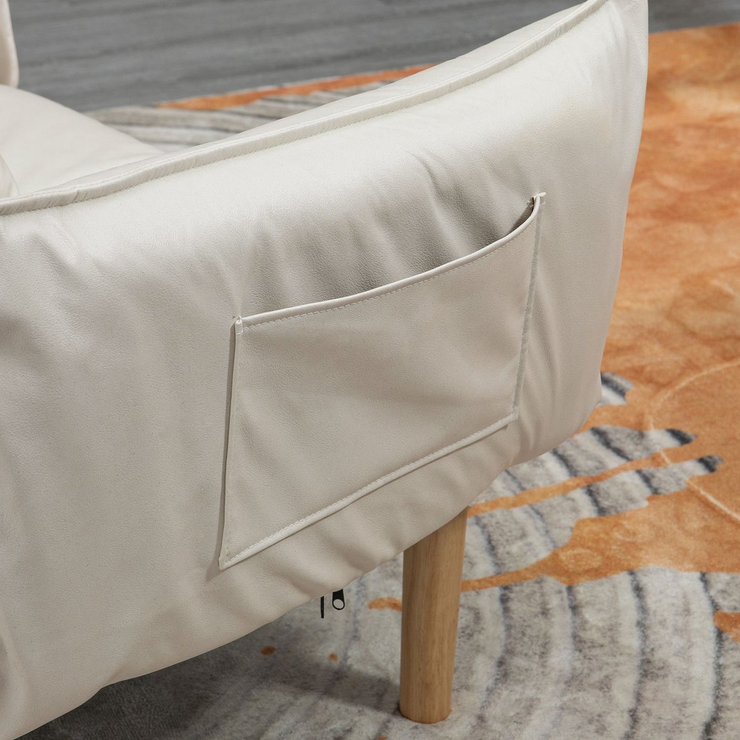 Lounge chair with cushions, adjustable and creamy microfiber