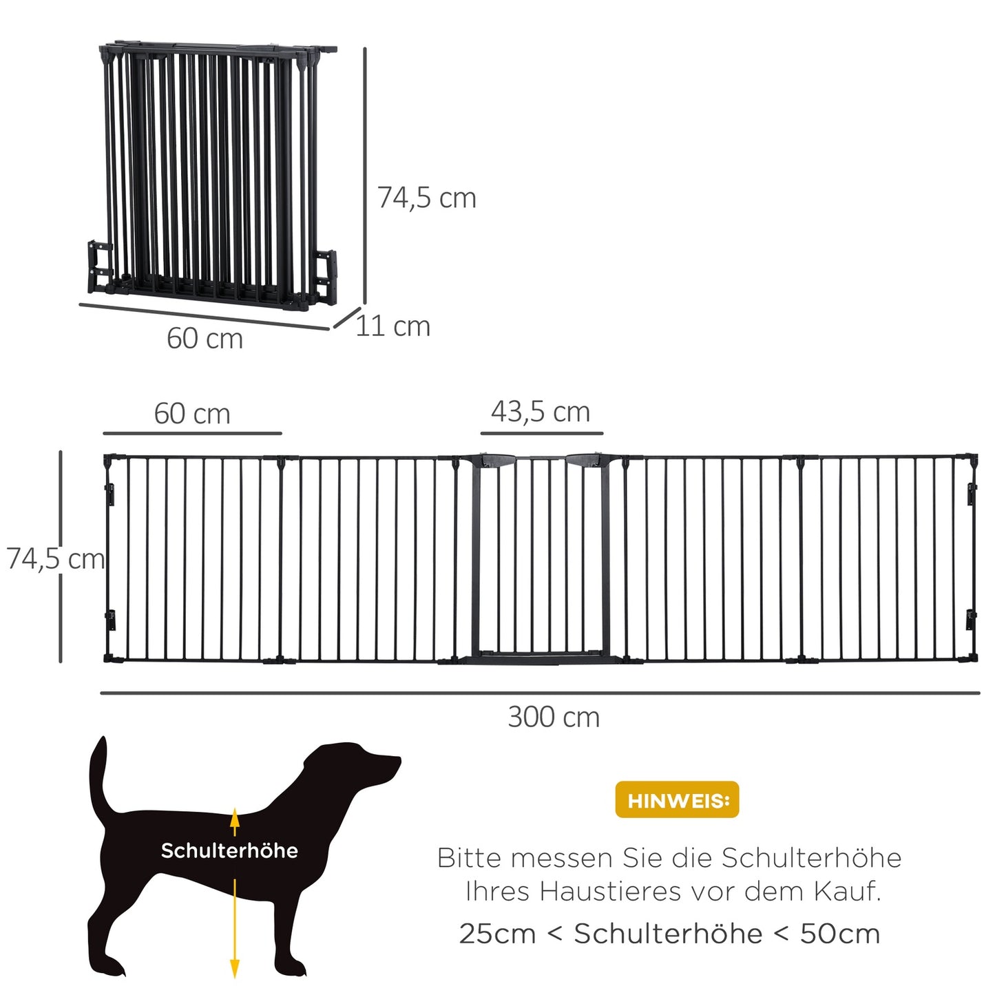Puppy cage & collapsible barrier with door, metal, black