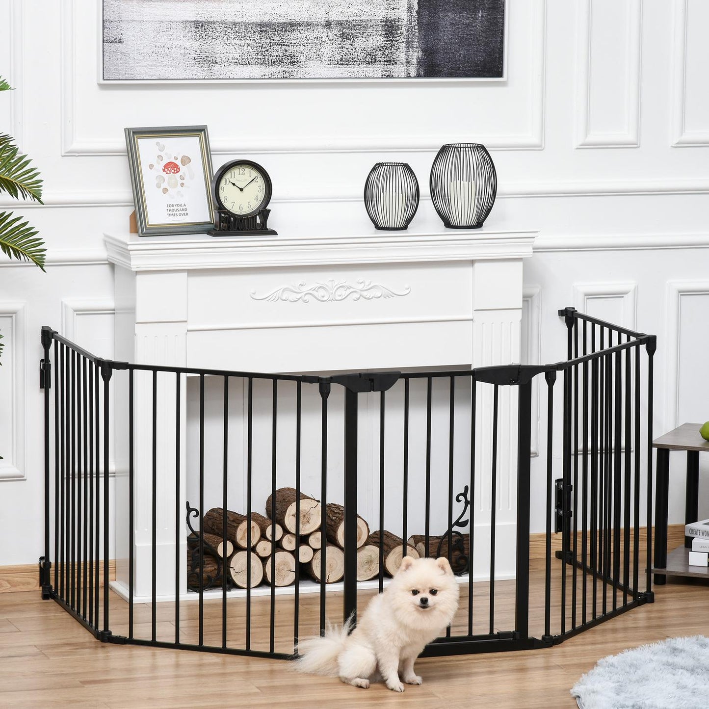 Puppy cage & collapsible barrier with door, metal, black