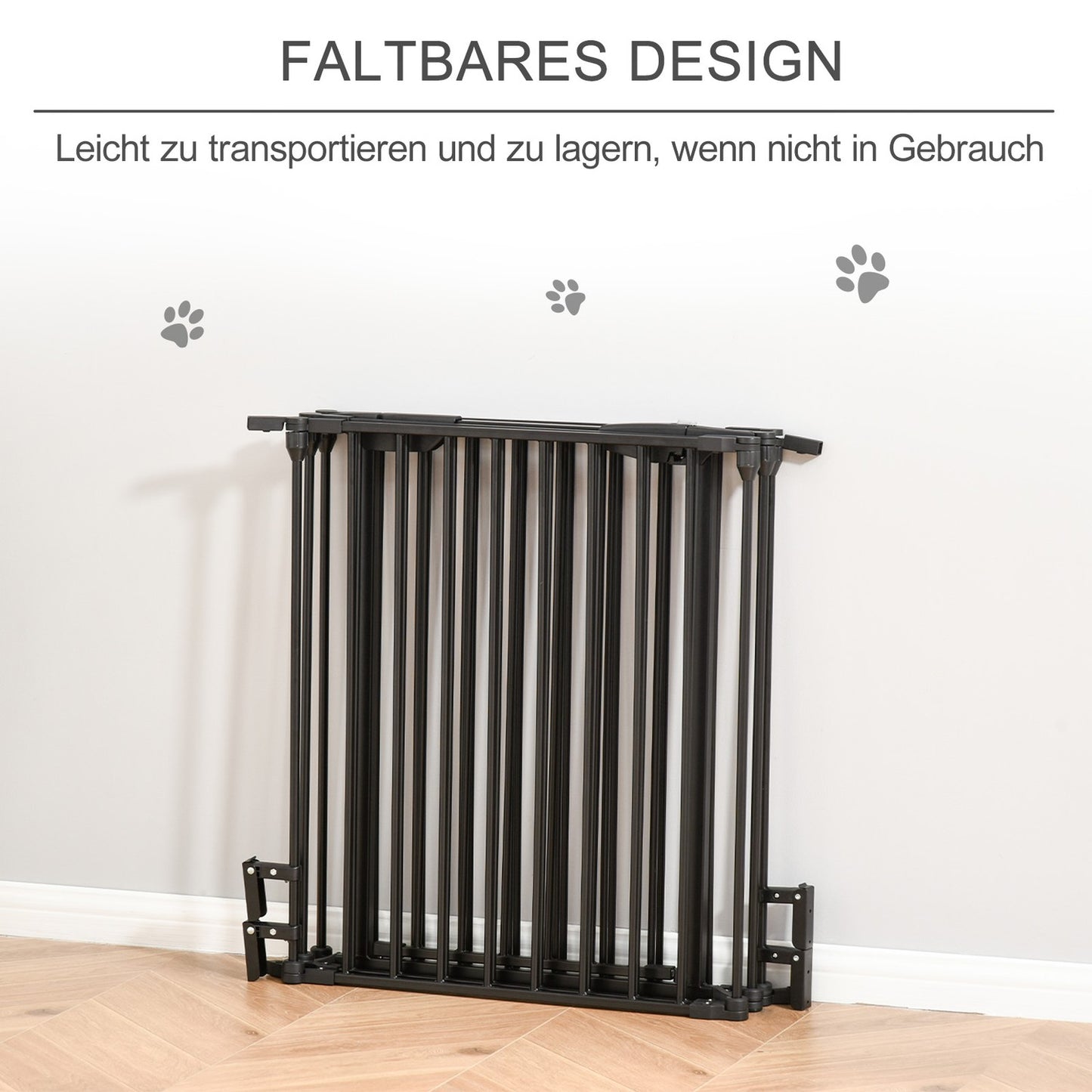 Puppy cage & collapsible barrier with door, metal, black