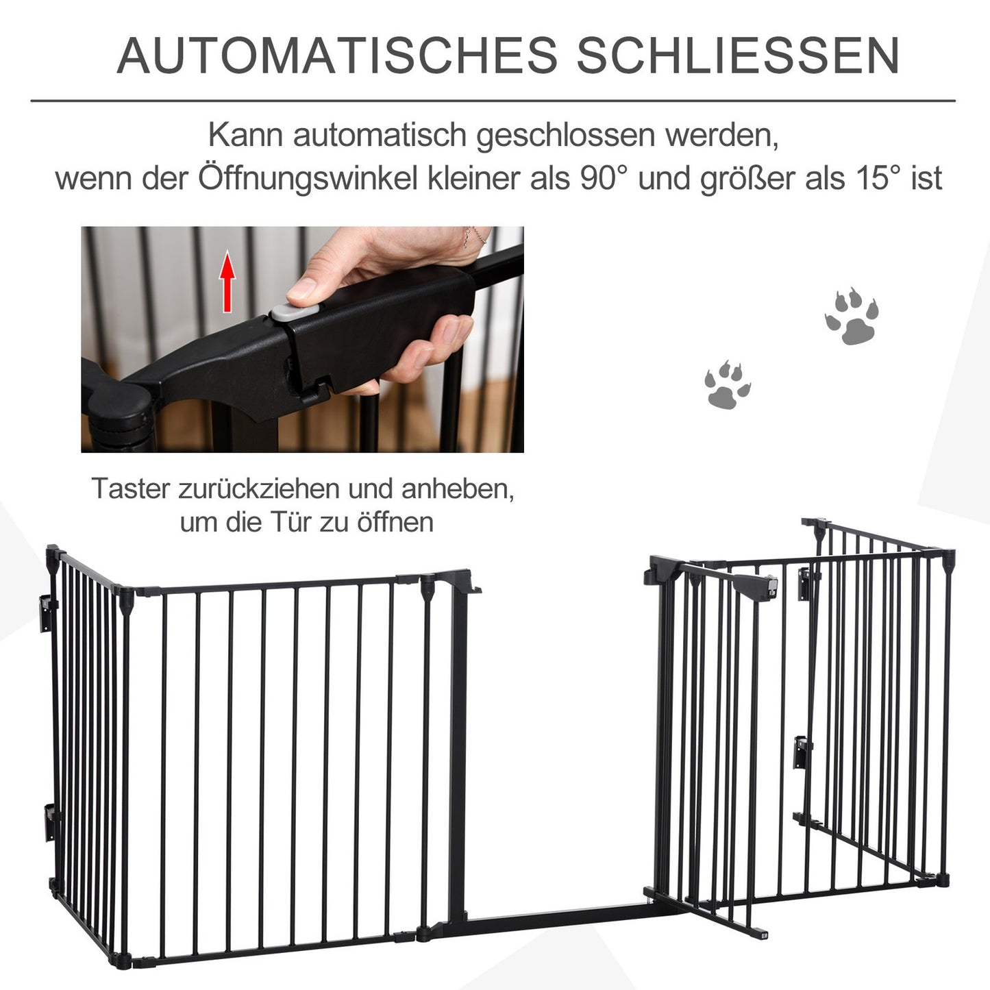Puppy cage & collapsible barrier with door, metal, black