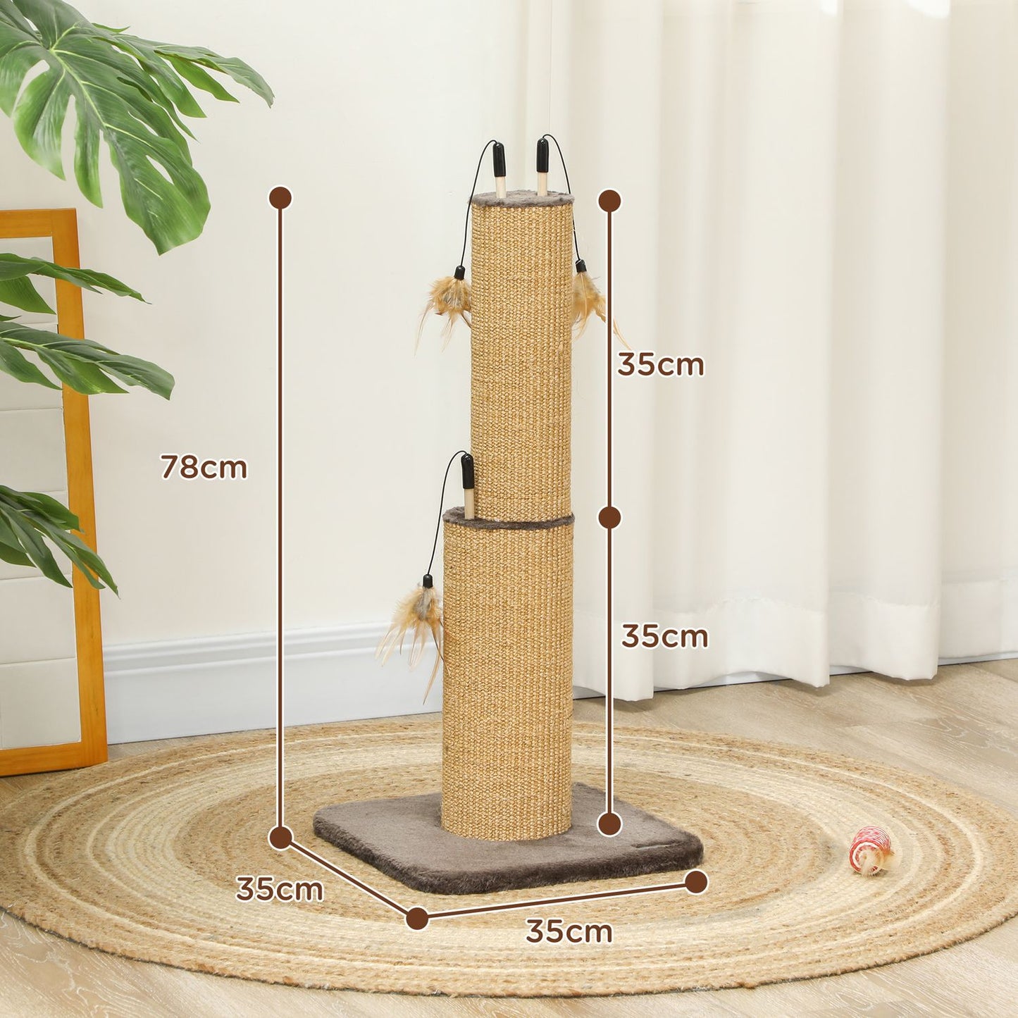 Indoor 78 cm Jute Cat Scratching Post with spring