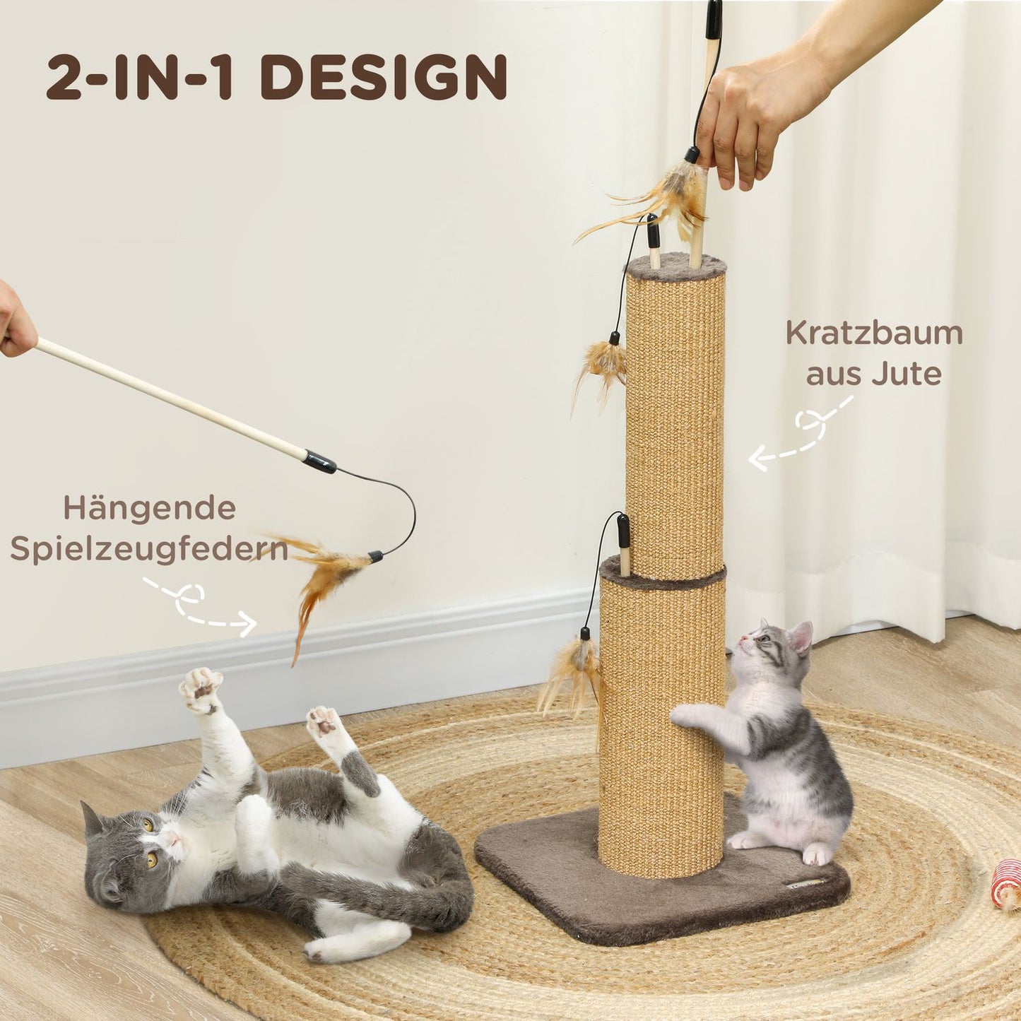 Indoor 78 cm Jute Cat Scratching Post with spring