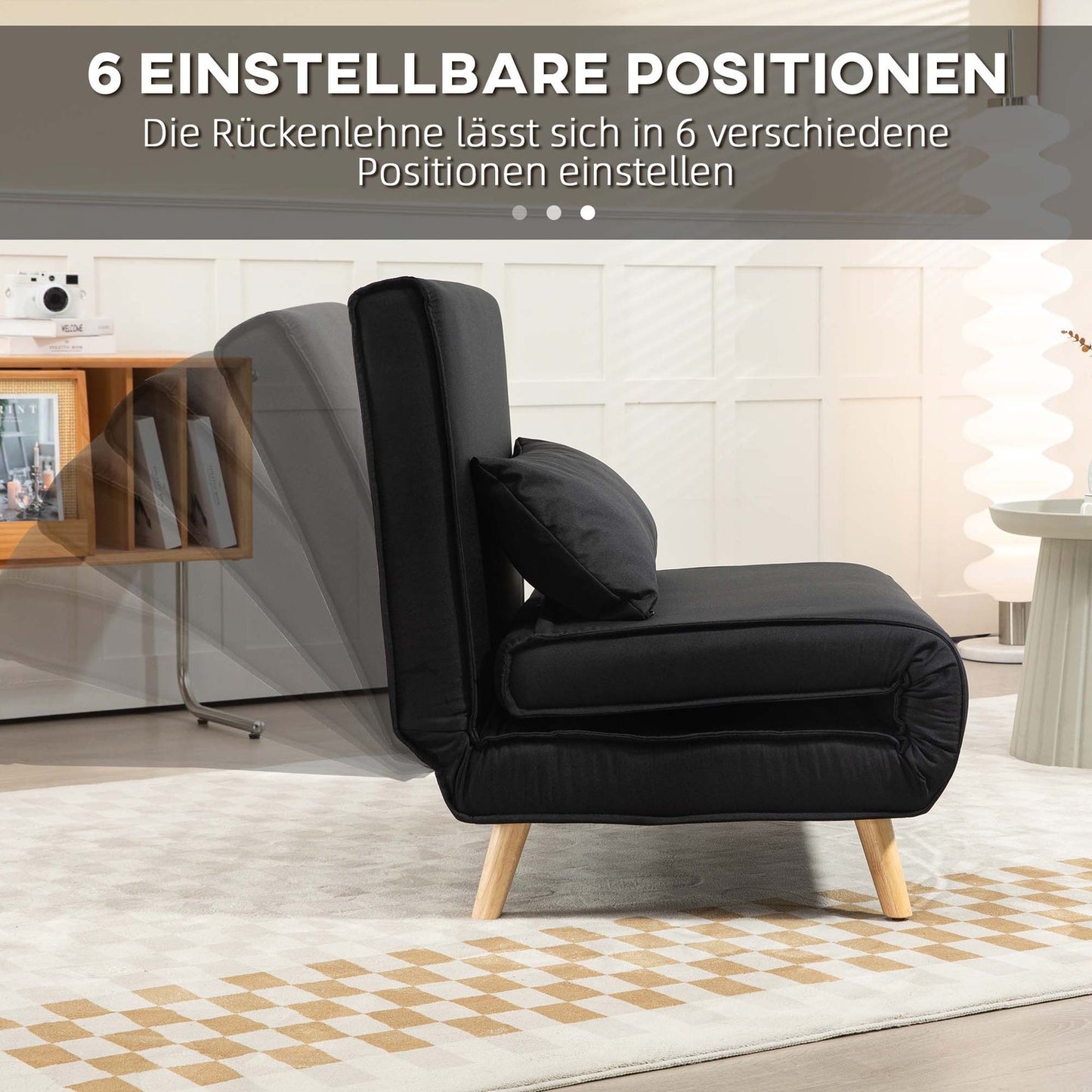 2-in-1 folding sofa-bed chair, adjustable, linen look