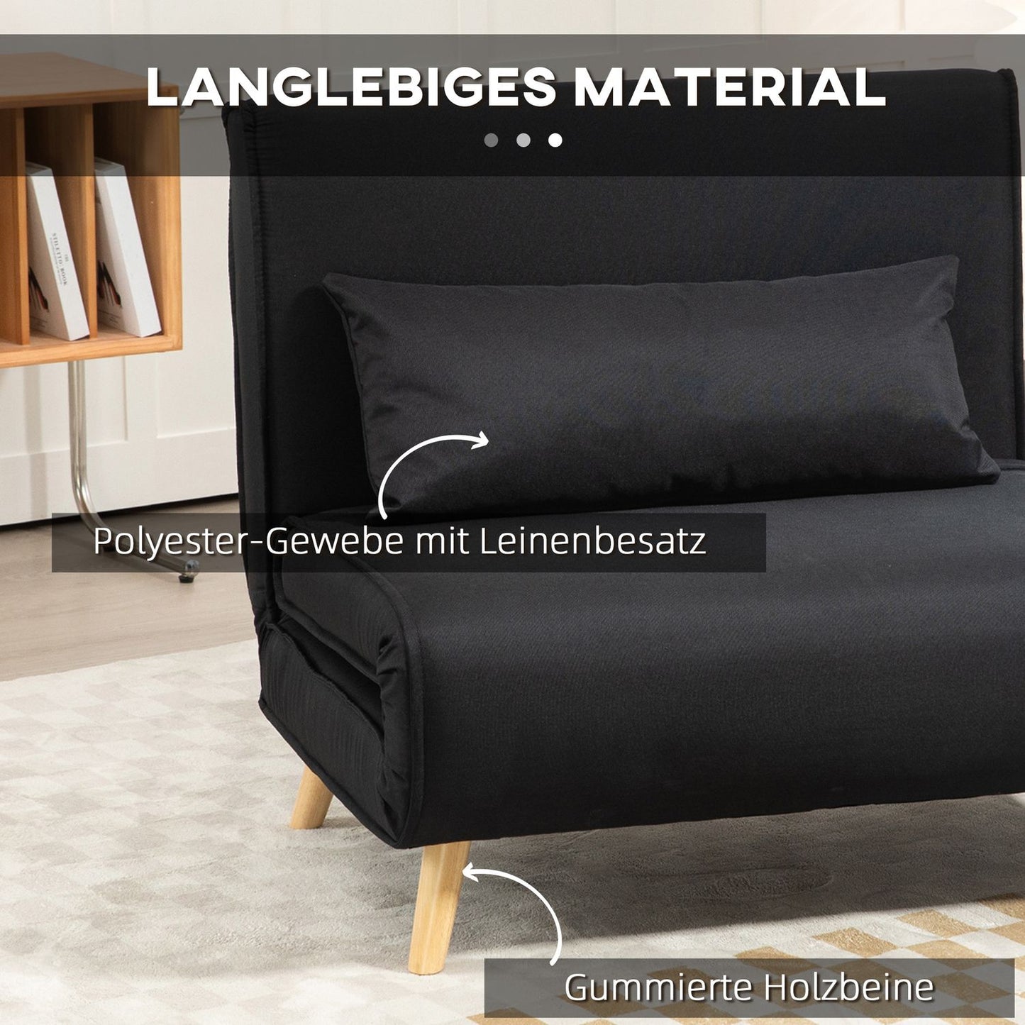 2-in-1 folding sofa-bed chair, adjustable, linen look