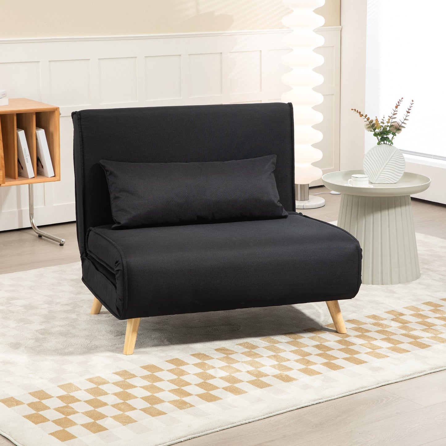 2-in-1 folding sofa-bed chair, adjustable, linen look