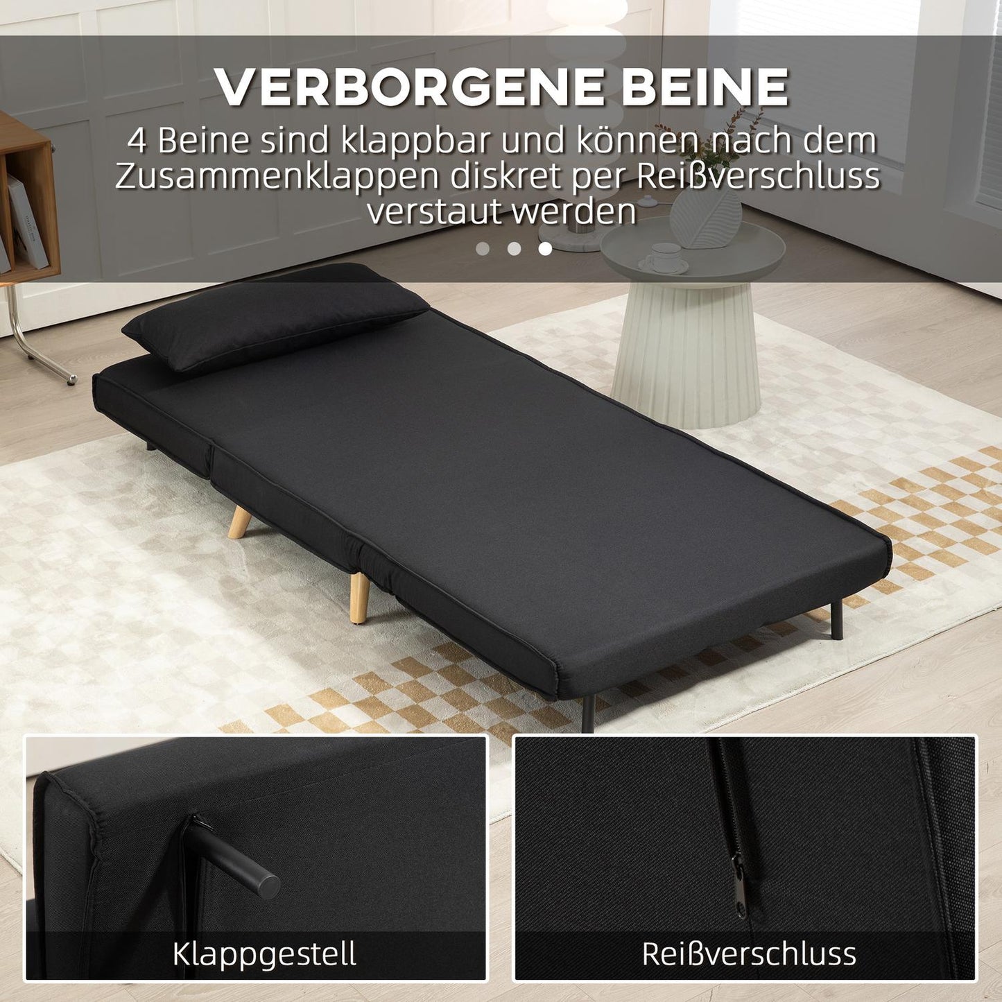 2-in-1 folding sofa-bed chair, adjustable, linen look