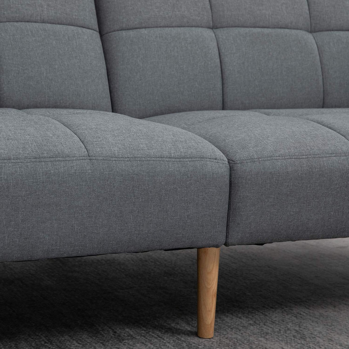 2 in 1 sofa bed 205 x 88 cm sofa with bed function, couch with seat cushion, linen look grey