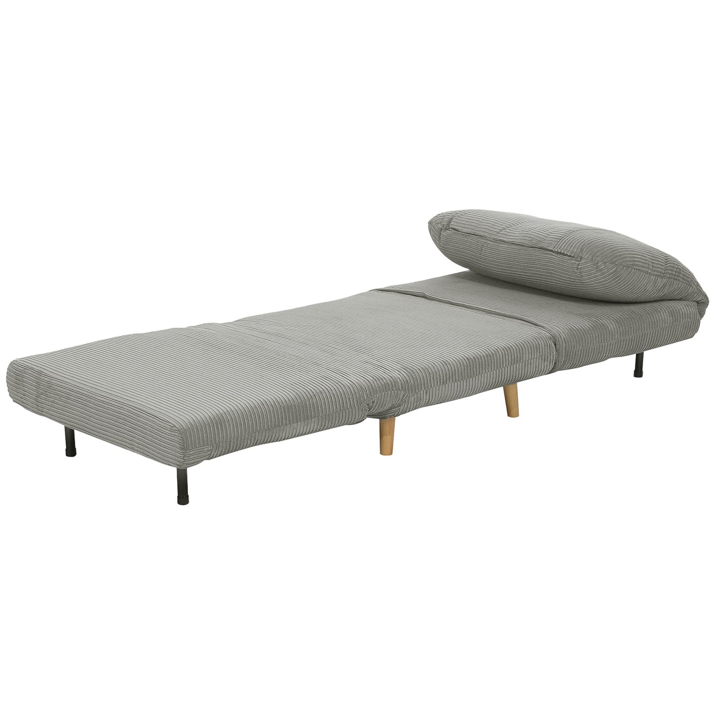 Adjustable folding sofa bed - Corduroy Look, Grey, 82x89x83 cm