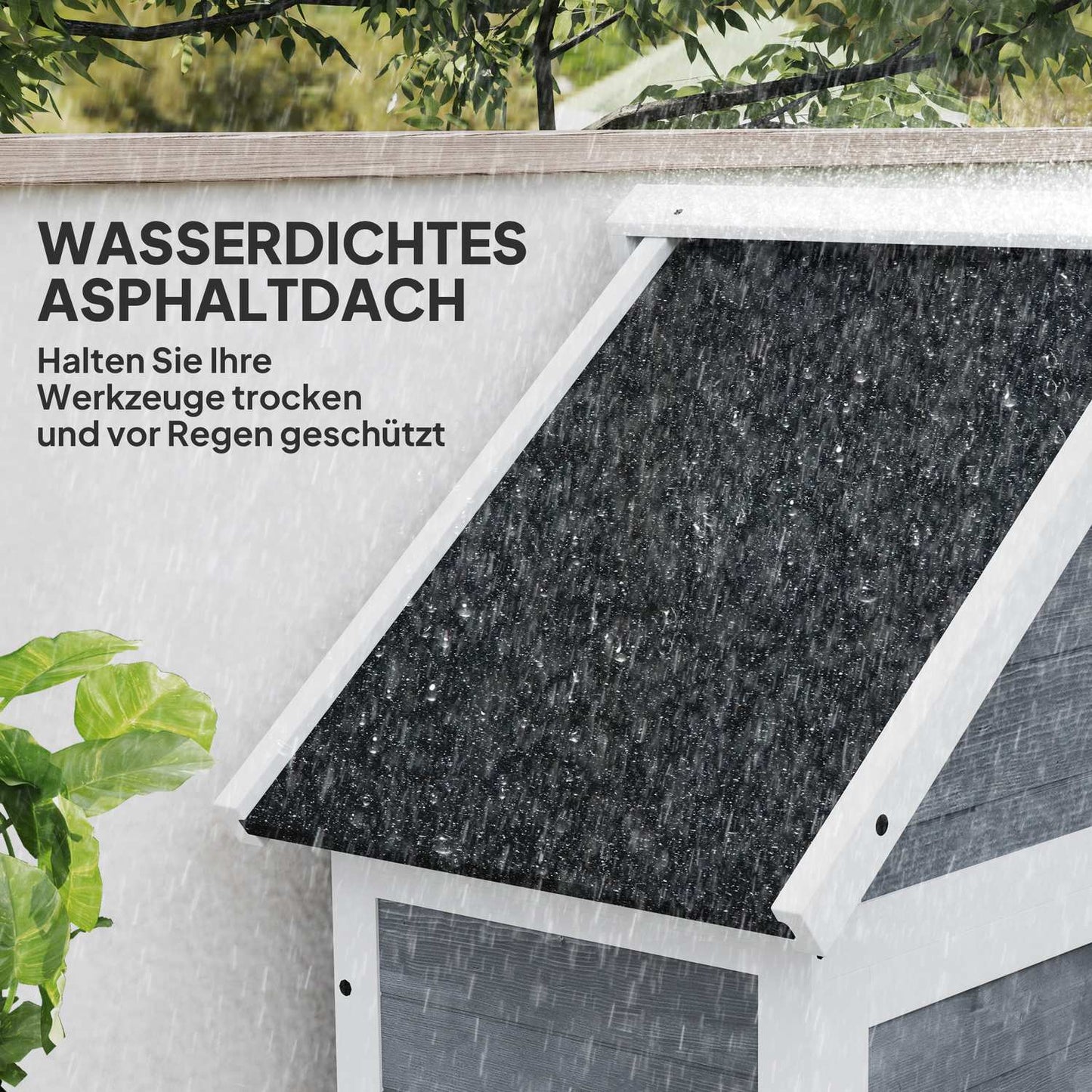 2-in-1 wooden tool shed, lockable, weatherproof, 89x51x182cm