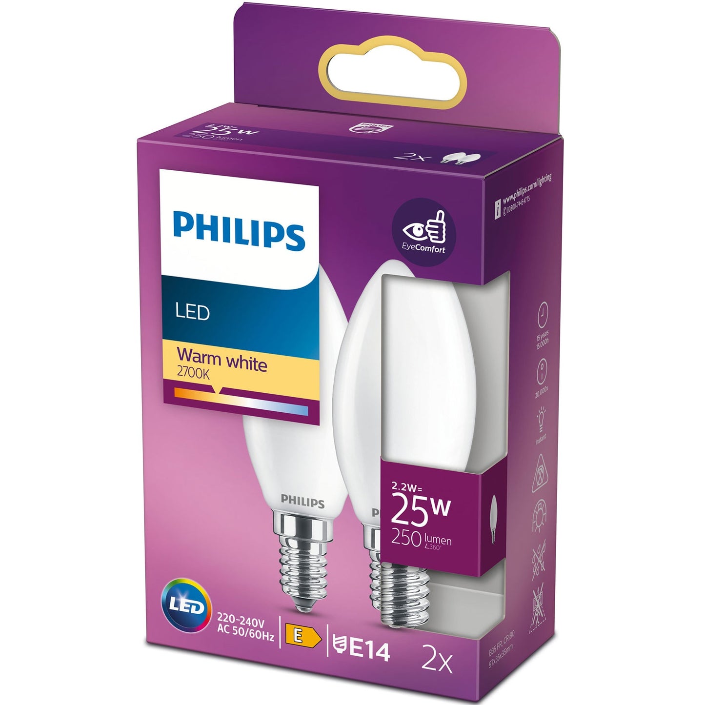2-pack LED E14 Crown 25W Frost 250lm