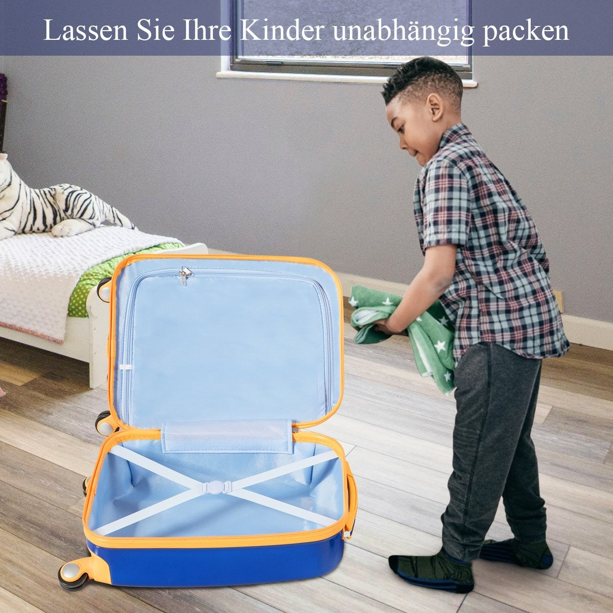 2 pcs. Children's suitcase + backpack made of plastic children's trolley children's luggage astronauts