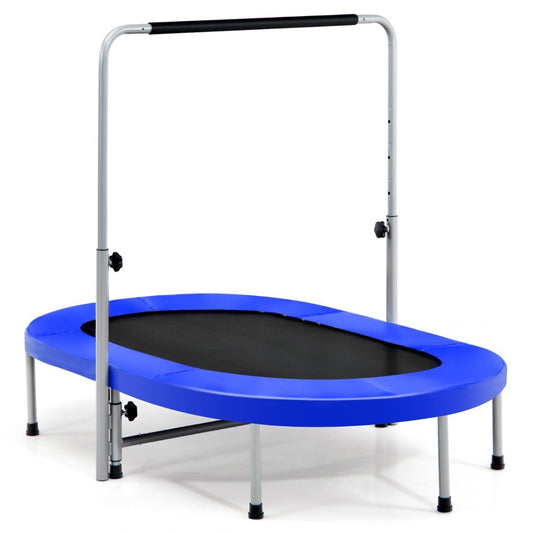 2 person trampoline with height-adjustable handle mini trampoline 154 x 90 x 92 -132 cm blue