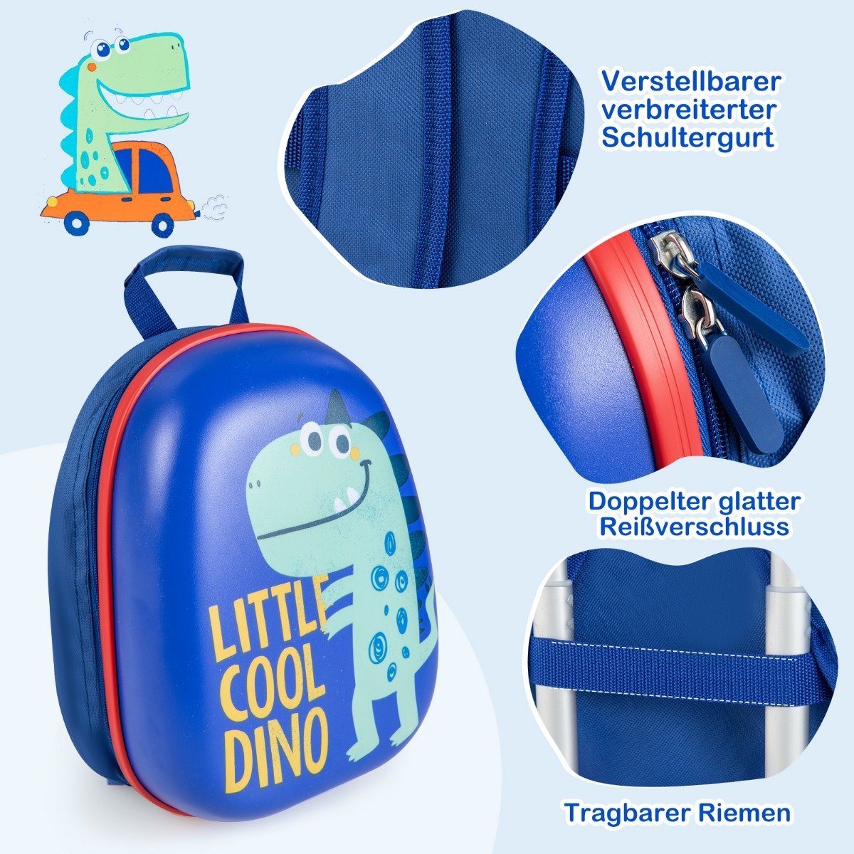 2-piece children's luggage set, hand luggage and backpack set, blue