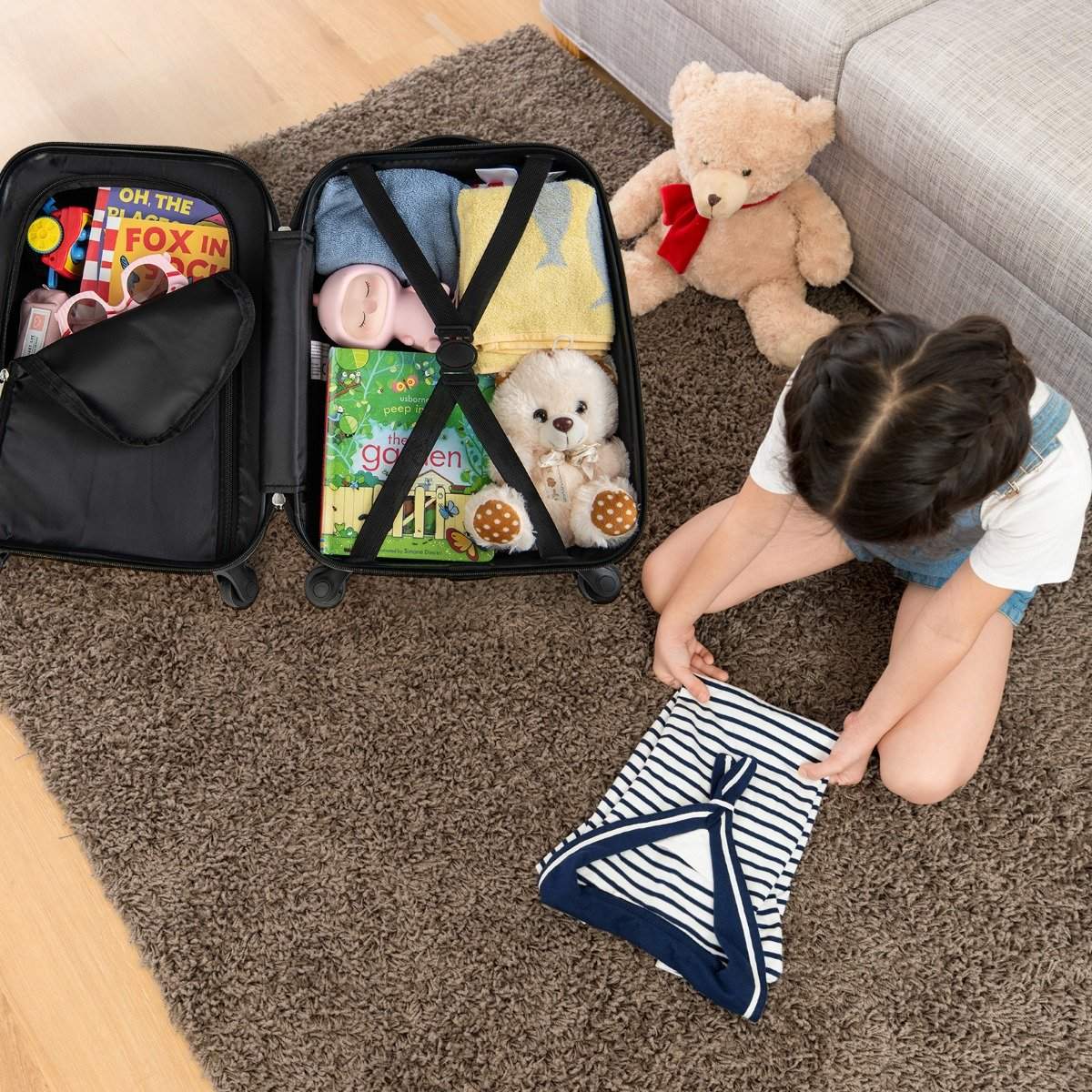 2-piece children's suitcase + backpack children's trolley made of plastic children's suitcase set space dinosaurs