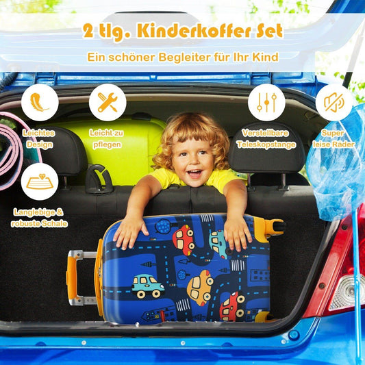 2-piece children's suitcase set hard case & backpack 33 x 22 x 51 cm dark blue