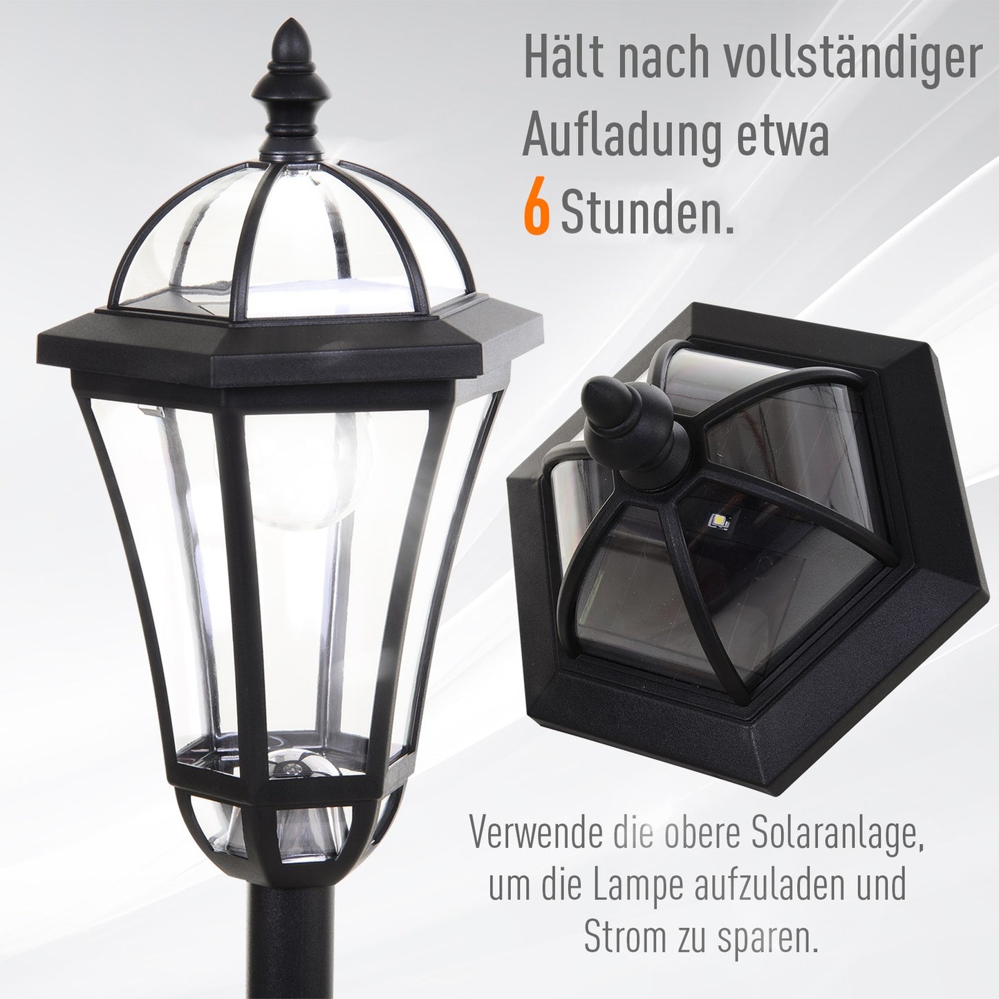 Solar LED Street Light, IP44 Waterproof, Energy Efficient, Black