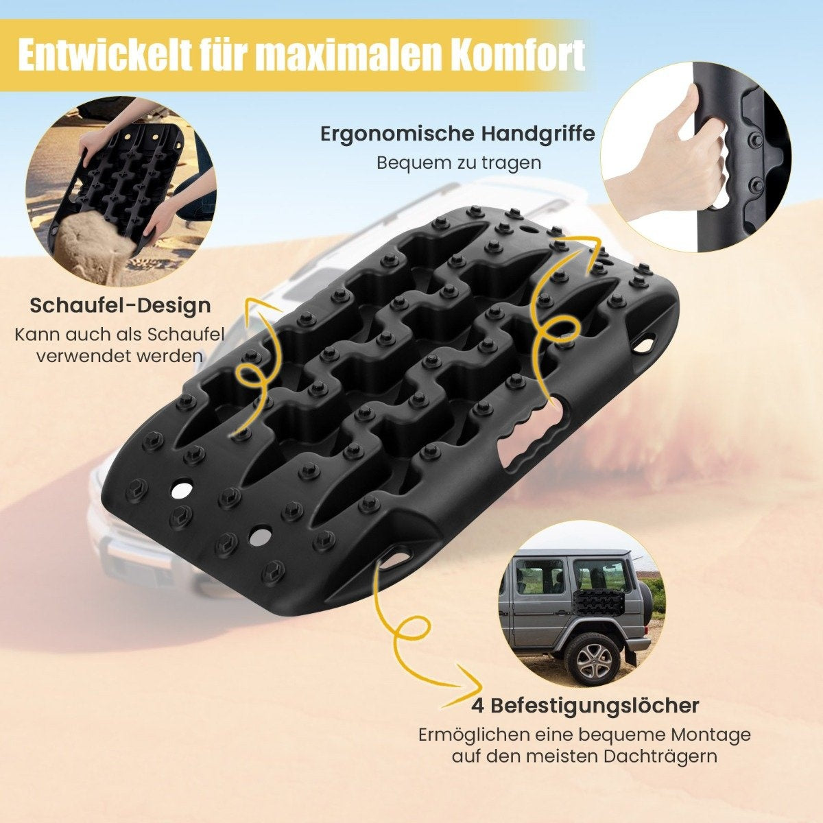 2 pieces traction aid sand plates off-road tire ladder for sand/mud/snow 10 tons black